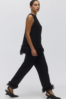 H&M - Women Black Fringed Trousers