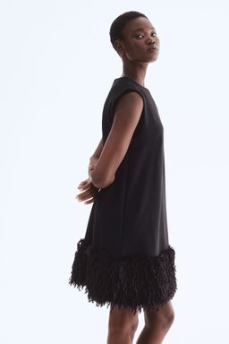 H&M - Women Black Fringe-Hem Mini Dress