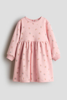 H&M - Girls Pink Printed Sweatshirt Dress