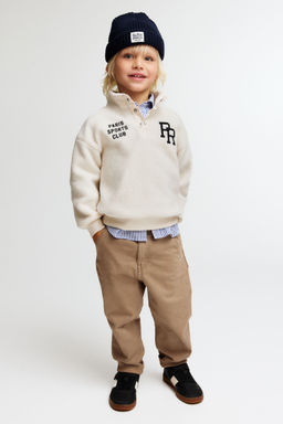 H&M - Boys Beige Washed Cotton Twill Trousers