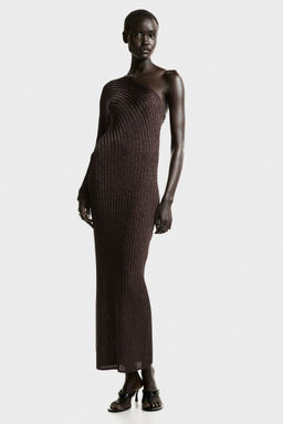 H&M - Women Brown Metallic One-Shoulder Dress