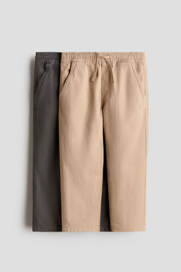 H&M - Boys Beige 2-Pack Cotton Twill Joggers