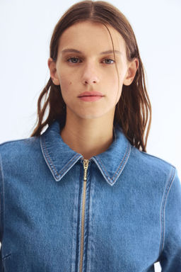 H&M - Women Blue Zip-Front Denim Dress