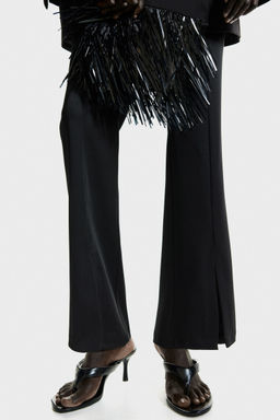 H&M - Women Black Bootcut Satin Trousers