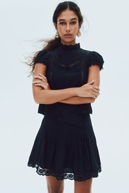 H&M - Women Black Lace-Detail Skirt