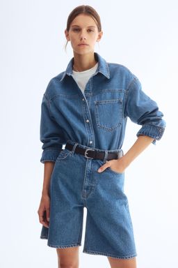 H&M - Women Blue Denim Bermuda Shorts