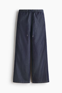 H&M - Women Blue Denim Drawstring Trousers