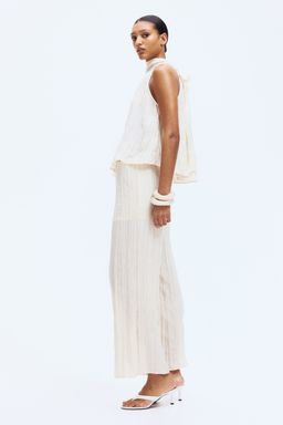 H&M - Women Beige Crinkled Trousers