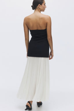 H&M - Women Black Pleated Bandeau Dress