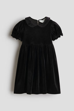 H&M - Girls Black Collared Velvet Dress