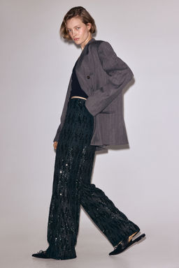 H&M - Women Turquoise Sequined Trousers