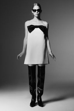 H&M - Women White Bow-Front Bandeau Dress