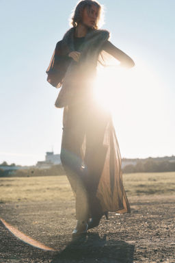 H&M - Women Brown Chiffon Maxi Dress