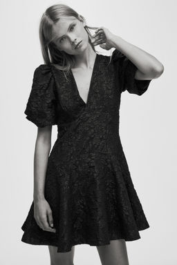 H&M - Women Black Puff-Sleeved Dress