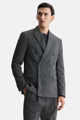 H&M - Men Grey Regular Fit Double-Breasted Jacket