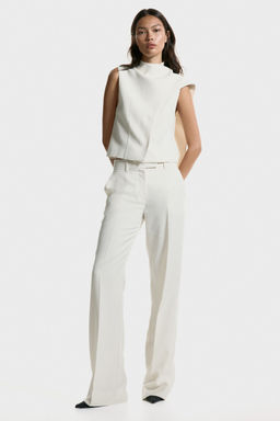 H&M - Women White Tailored Bootcut Trousers