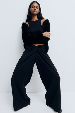 H&M - Women Black Twisted-Detail Trousers