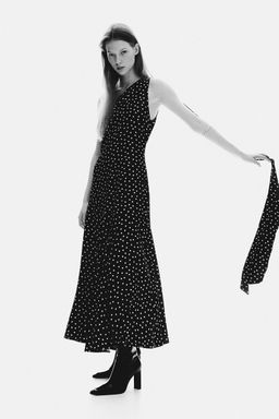 H&M - Women Black Scarf-Detail Satin Dress