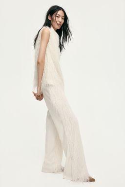 H&M - Women White Fringed Trousers