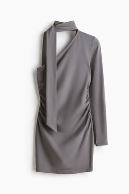 H&M - Women Grey Draped One-Shoulder Dress