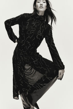 H&M - Women Black Bead-Embellished Maxi Dress