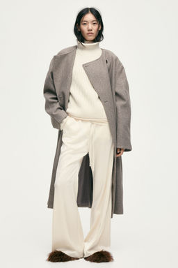 H&M - Women White Flared Satin Trousers