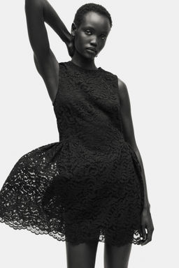 H&M - Women Black Flared-Skirt Lace Dress