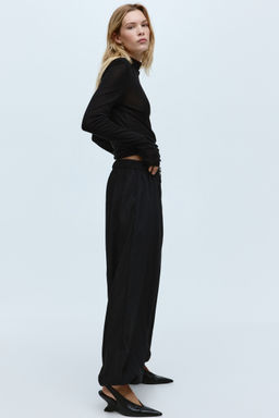 H&M - Women Black Balloon-Leg Trousers
