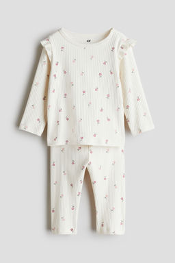 H&M - Boys White Ribbed Cotton Set