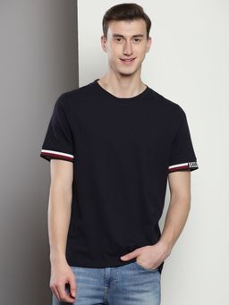 Tommy Hilfiger - Navy Blue Solid Regular Fit Cotton T-Shirt
