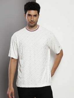 Tommy Hilfiger - White Logo Embossed Relaxed-Fit Viscose T-Shirt