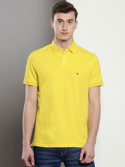 Tommy Hilfiger - Yellow Solid Regular Fit Cotton Polo T-Shirt