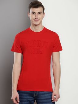 Tommy Hilfiger - Red Logo Slim-Fit Cotton T-Shirt