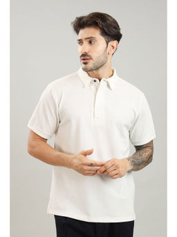 NEOFAA - Men's White Hidden Placket Polo T-Shirt