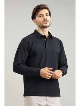 NEOFAA - Men's Navy Blue Long Sleeve Polo T-Shirt