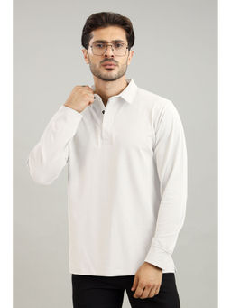 NEOFAA - Men's White Long Sleeve Polo T-Shirt