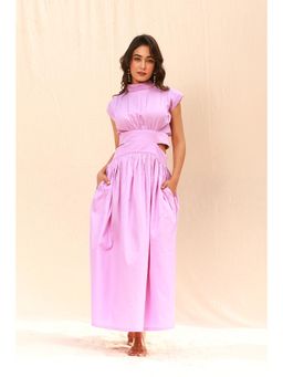 Moonstruck - Side Waist Cut-Out Lilac Maxi Dress