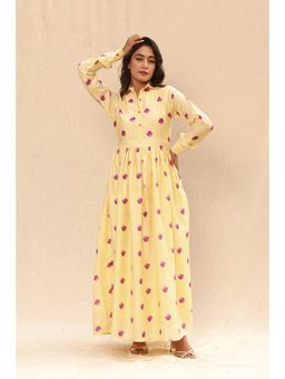 Moonstruck - Style Flower Print Shirt Maxi Dress
