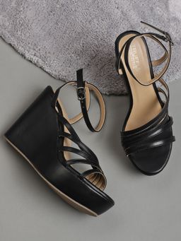 Truffle Collection - Black Solid Heels