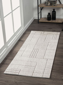 OBSESSIONS - Beige Geometric Bedside Runner (2.5x5 Feet)