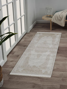 OBSESSIONS - Beige Ethnic Bedside Runner (2.5x5 Feet)