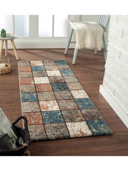 OBSESSIONS - Teal Geometric Bedside Runner (2.5x5 Feet)