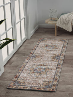 OBSESSIONS - Beige Ethnic Bedside Runner (2.5x5 Feet)