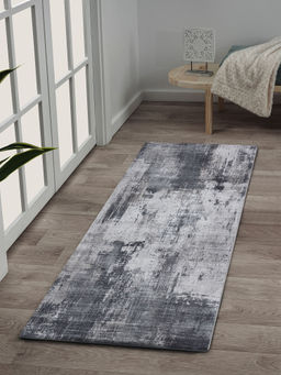 OBSESSIONS - Grey Abstract Bedside Runner (2.5x5 Feet)