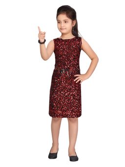 Aarika - Red Colour Sequin Work Dress