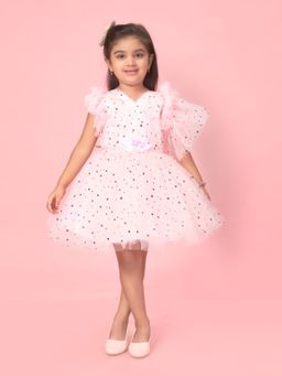 Aarika - Pink Colour Net Sequin Mini Dress