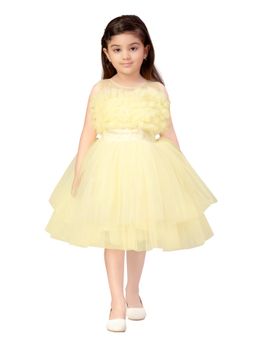Aarika - Lemon Round Neck Solid Frock