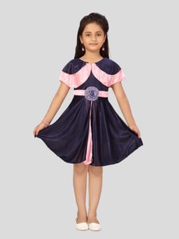 Aarika - Navy Blue-Pink Colour Frock