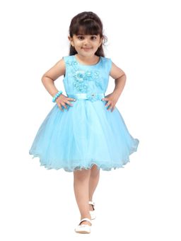 Aarika - Turquoise Colour Embroidery Pattern Mini Dress