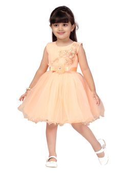 Aarika - Peach Colour Embroidery Pattern Mini Dress